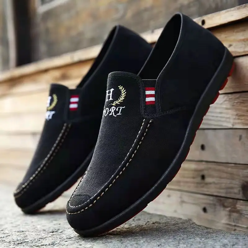 

Low top men's shoes for autumn 2023, one legged men's cloth shoes, suede embroidered old Beijing cloth shoes