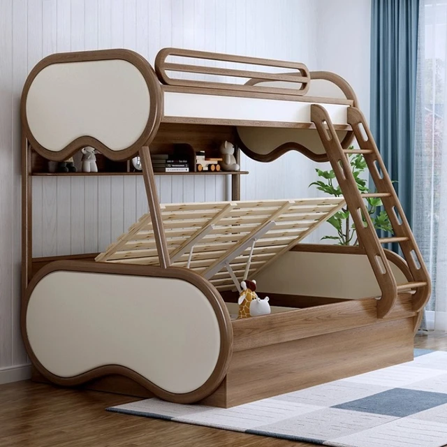 120x200 135x200 150x200 cm Modern luxury ash wood bunk bed 2 people Double loft bedroom beds full size bed frame furniture 3