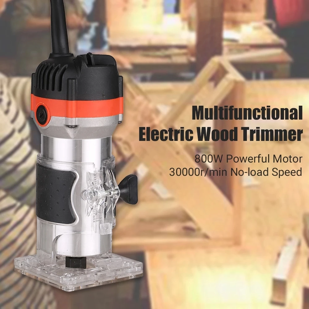

800W 30000r/min Electric Wood Trimmer Wood Router Laminate Trimmer Professional Slotting Trimming Grooving Machine