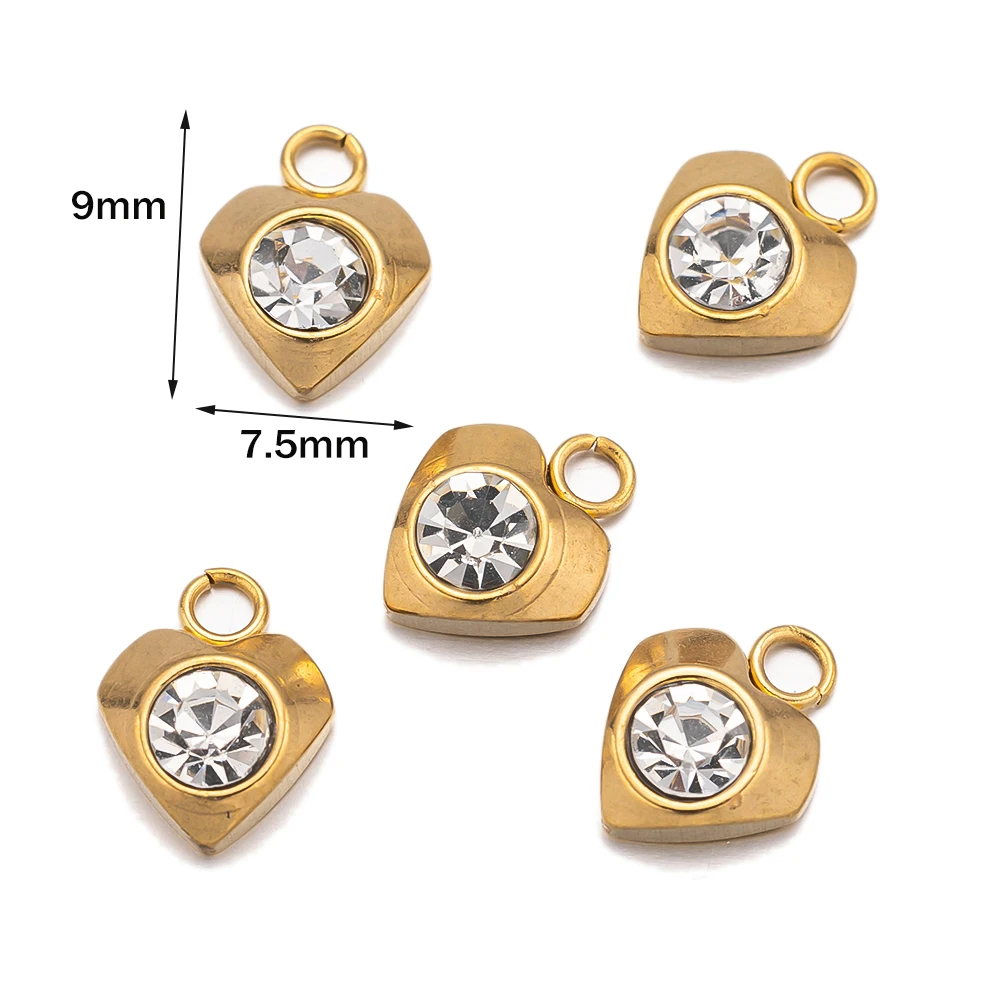 10 Stück Gold Edelstahl Zirkonia Herz Stern Charms für DIY Ohrring Armband Halskette Schmuckherstellung Zubehör Kein Verblassen – Detail 4
