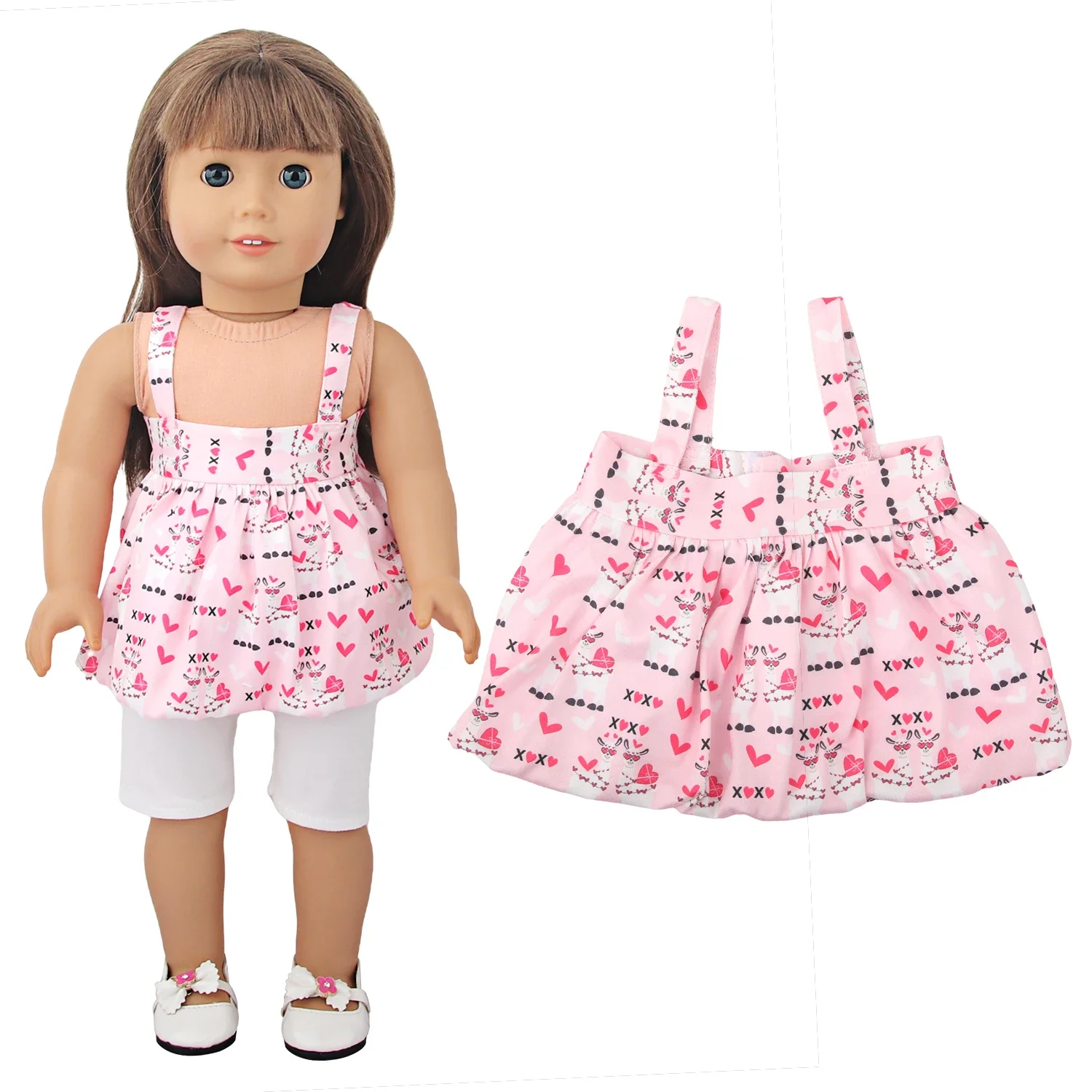인형 옷 봉오리 모양 스커트 및 흰색 바지 세트, 미국 18 인치 소녀 및 OG,43cm , 러시아 DIY 인형 소녀 선물 장난감