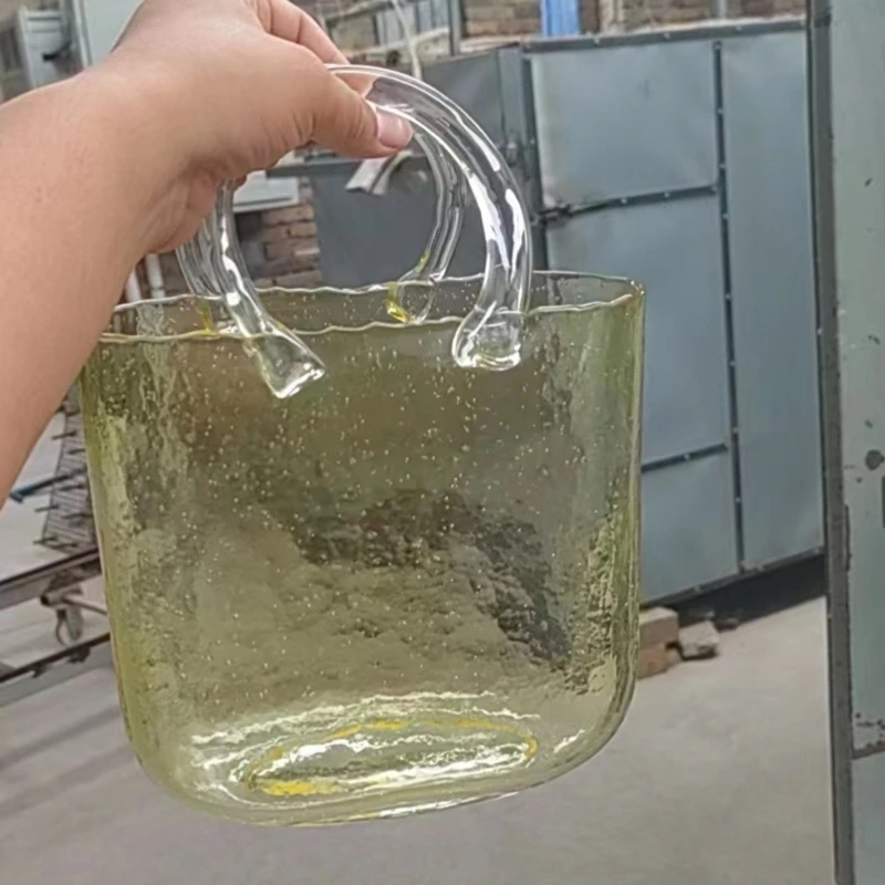 lear Glass Vase Fish Tank Tote Bag Flower Handbag Bag Vase Desktop Centerpiece for School Office Bedroom Decoration Drop Ship 4