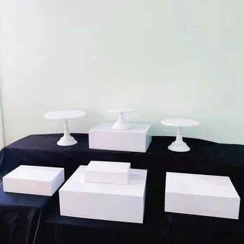 화이트 푸드 라이저 케이크 쿠키 빵 과일 뷔페 스탠드, 웨딩 디저트 테이블 센터피스 캔디 바 페이스트리 디스플레이 거치대, 8 개