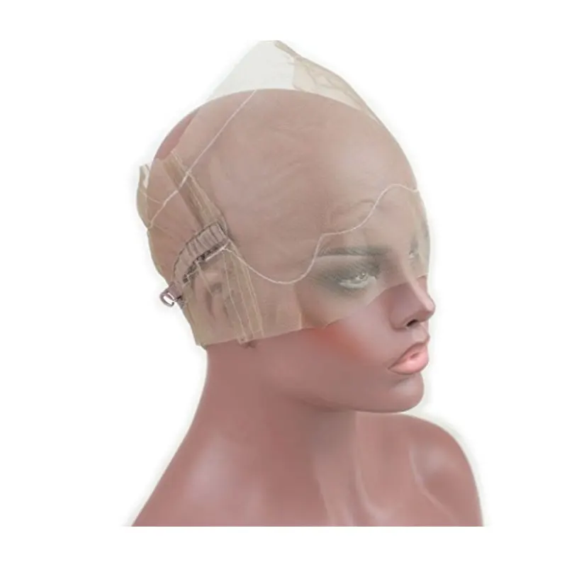 360 Lace Wig Cap for Making Wigs Swiss and French Lace Hair Net with ear to ear Stretch Medium Brown Color for Wig Making