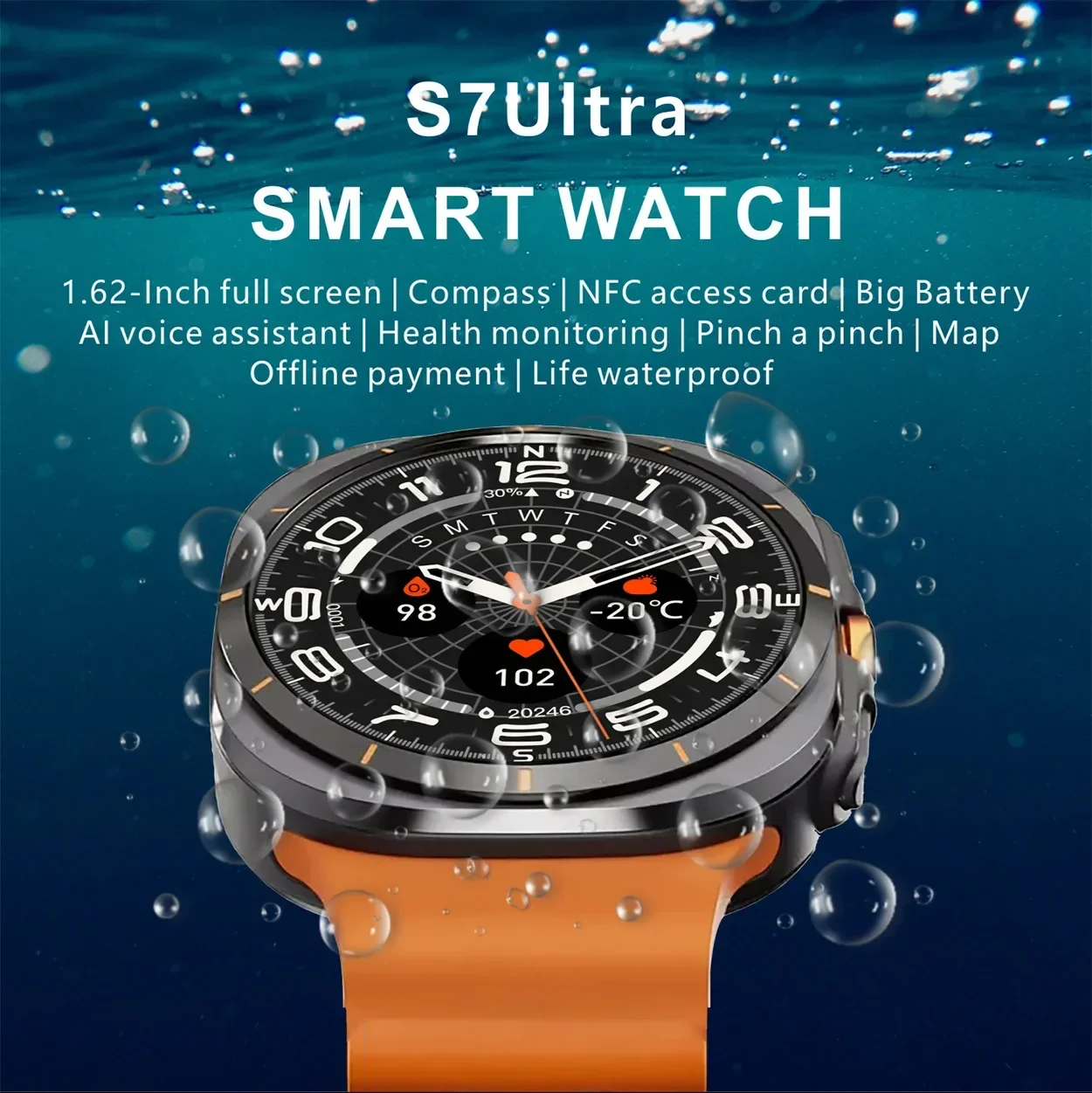 New S7 Ultra Smartwatch Bluetooth HD Call 750MAh Battery Heart