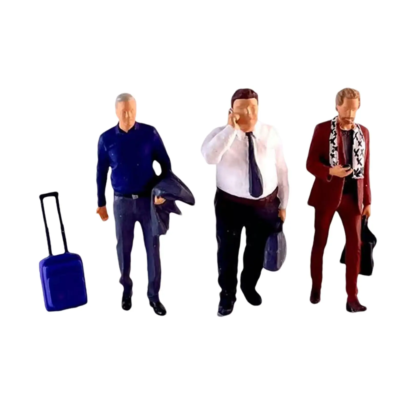 3x 1:64 Scale People Figures Miniature Ornament Desktop Ornament Resin Collectibles Model Figures Hand Painted Figurines