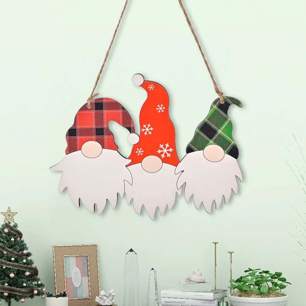 

Wooden three-headed Rudolph house number door hanging Christmas home wall decoration