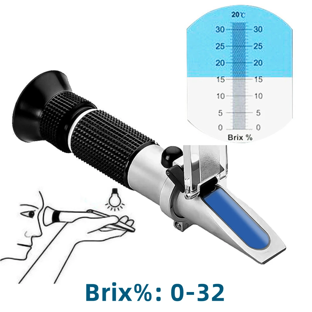 Handheld Brix-refraktometer Zucker Tester Meter Zucker ATC Zucker 0-32%  Konzentration Dichtemesser Für Obst Saft Trauben - AliExpress