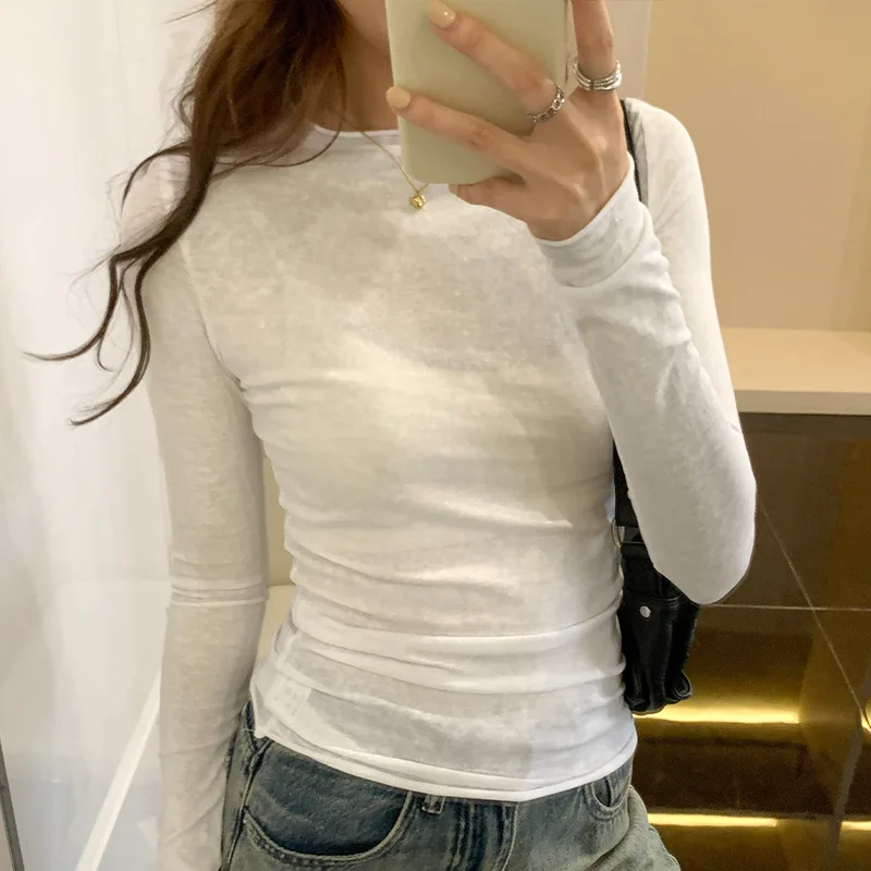 ตัวเลือกสินค้า เสื้อแขนยาว คอโอ แฟชั่นผู้หญิง ใส่สบาย ยืดหยุ่น คุณภาพดี