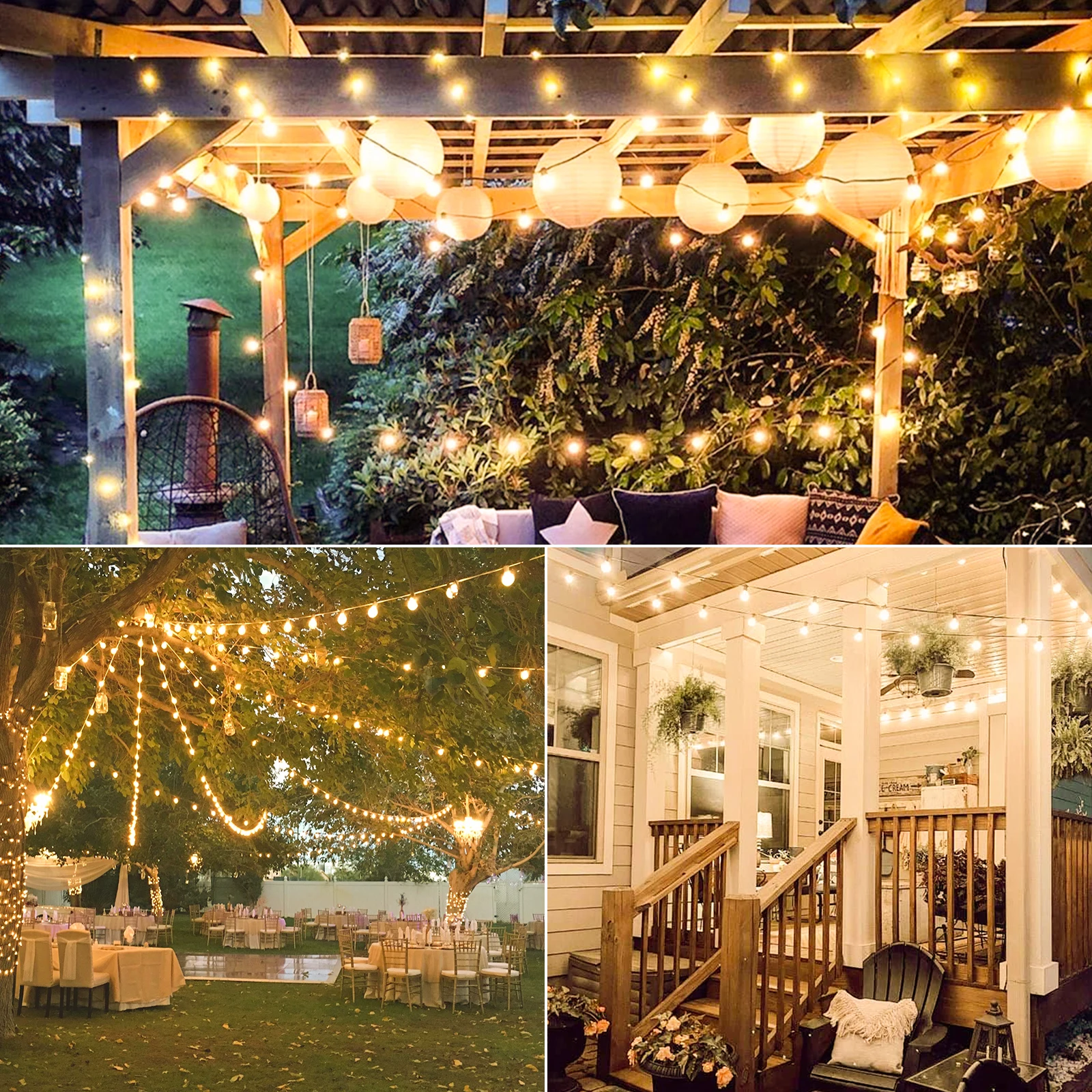 30M 45M Outdoor G40 Garten Lichterkette LED Kunststoff Glühbirne Girlande Lichterkette Wasserdichte Fee Lampe für Terrasse hochzeit Dekoration – Detail 11