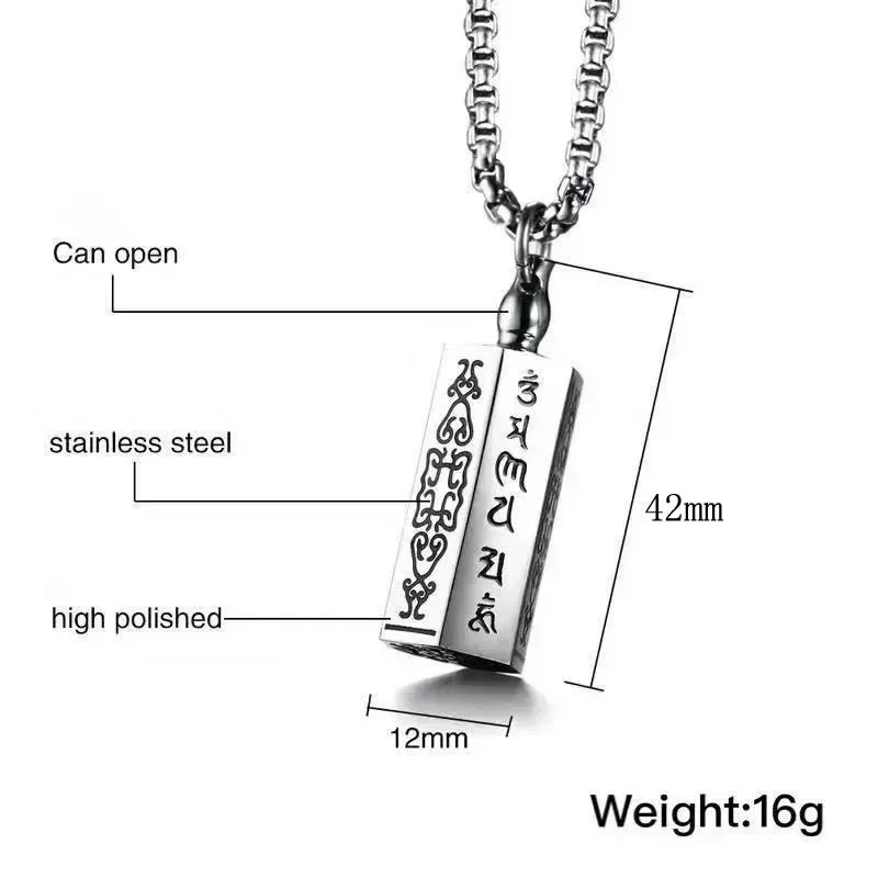 Vintage Stainless Steel Essential Oil Bottle Pendants Urn Wishing Bottle Necklace Religious Amulet Couple Party Jewelry 5