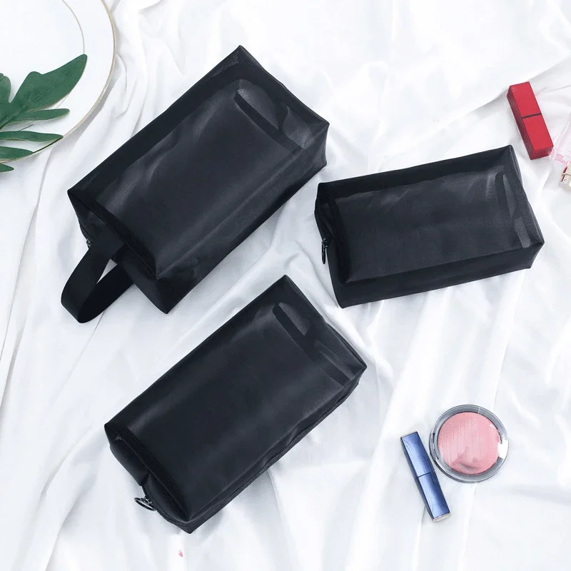 Makeup Organizer Cosmetic Bag Cosmetic Storage Bag Toiletry Bag Makeup Bag Cosmetic Case Portable Mesh Transparent Cosmetic Bag Makeup Case Women Travel Zipper Make Up Organizer Wash Toiletry Beauty Storage Bag Pouch