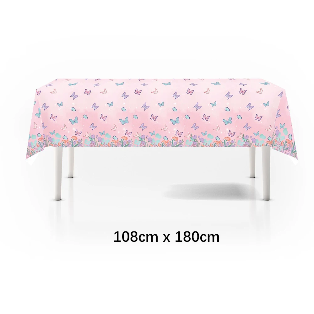 Butterfly Fairy Birthday Party Tableware Set - Pink Disposable Plates Cups Napkins and Tablecloth