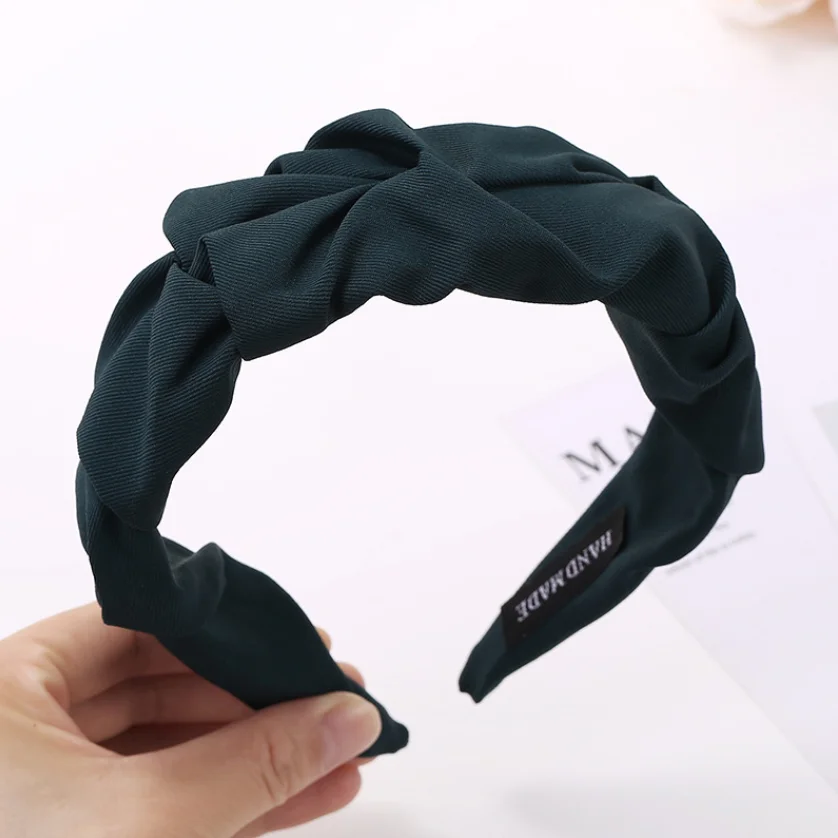 Solid Color Knotted Headband For Women Soft Fabric Wide Hairband Fashion Turban Hair Hoop Girls Daily Hair Accessories