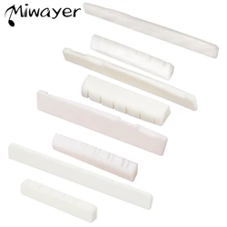 Miwayer 1 Pair 6-12 String Acoustic Classical Guitar Bone Bridge Multiple Saddle and Nut Made of Real Bone