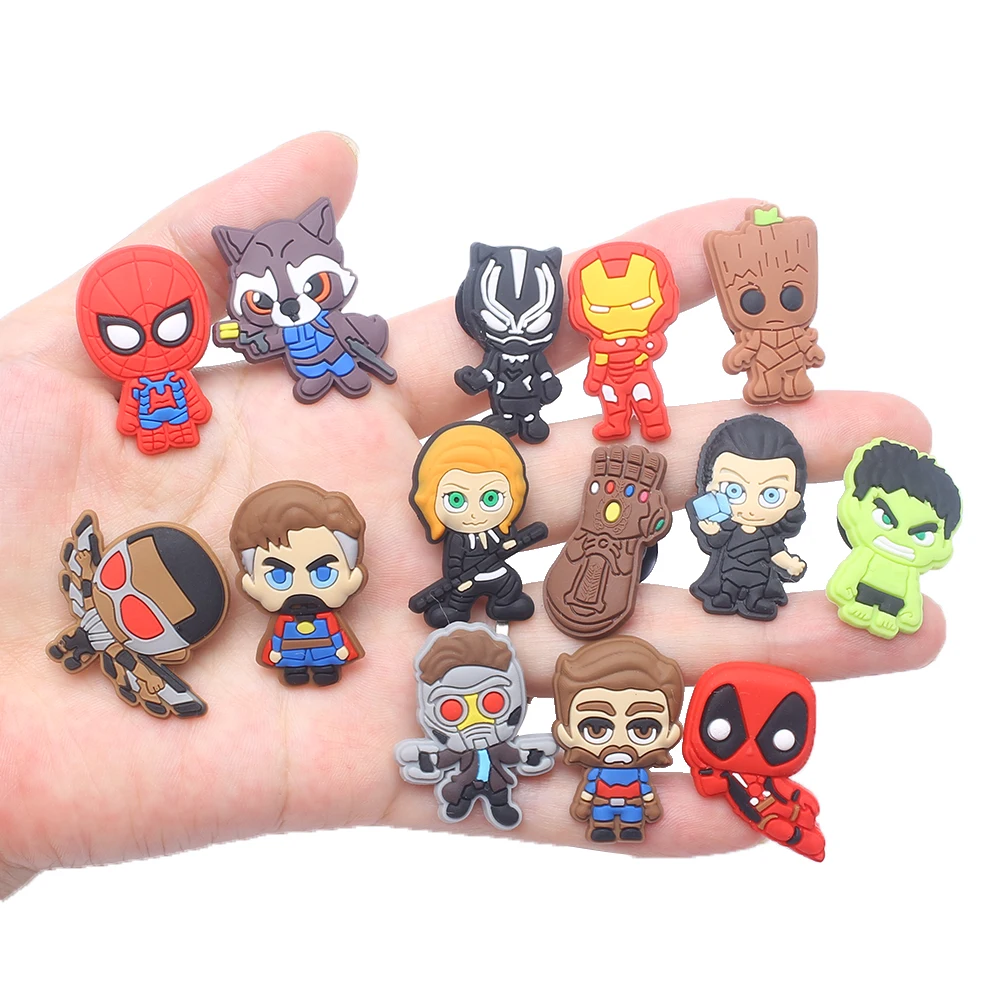 

The Avengers Croc Charms Shoe Decorations PVC Accessories Fit Clog Shoes Croc Jibz Wristbands Party Gifts