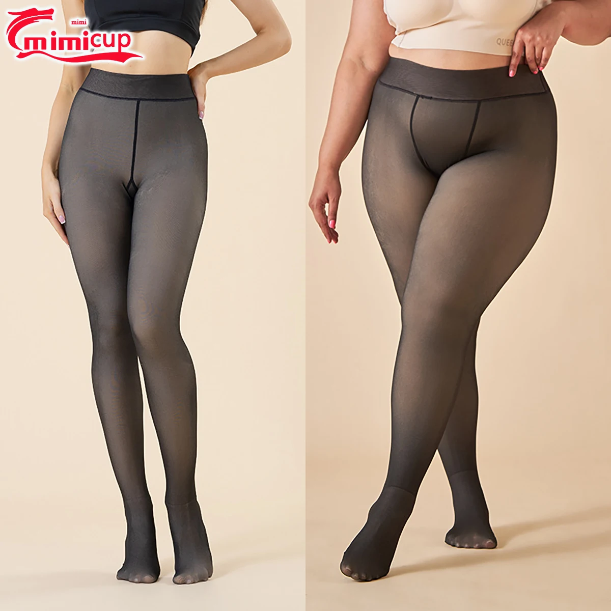 Female Thermal Pantyhose Warm Plush Thick Leggings Winter Tights High Waist Bare Legs Skin Piercing Plus Legging for Women Pants