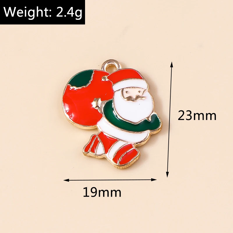 Leslie 10 Stück/Lot Emaille Weihnachtsmann Charms für Ohrringe Armband Herstellung Weihnachten Weihnachtsmann Charms DIY Schmuck Zubehör – Detail 11