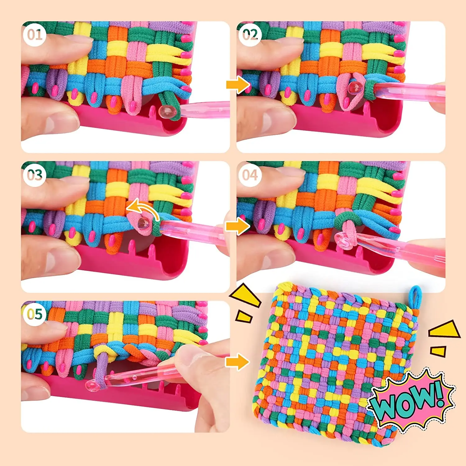 Weaving Loom Kit Toys Potholder Loops Crafts Pot Holder Loom Knitting Crocheting Swing Kits for Kids Adults Beginners Supplies