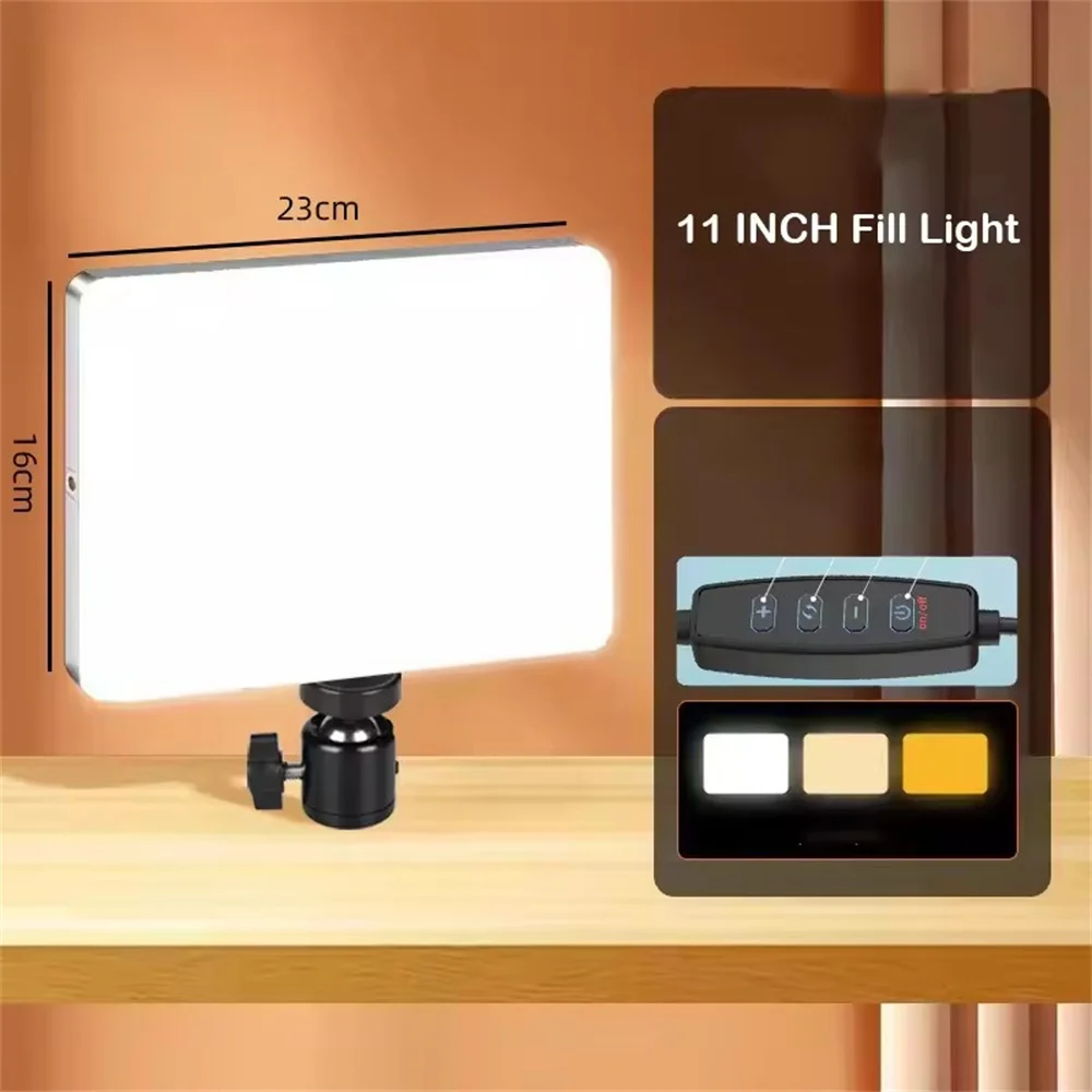 LED Video Light With Professional Tripod Stand Remote Control Dimmable Panel Lighting Photo Studio Live Photography Fill-in Lamp