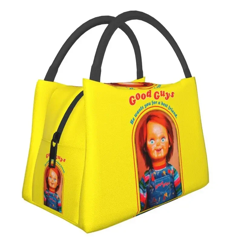 

Good Guys Chucky Thermal Insulated Lunch Bag Women Child's Play Doll Resuable Lunch Box for School Work Travel Picnic Food Bags