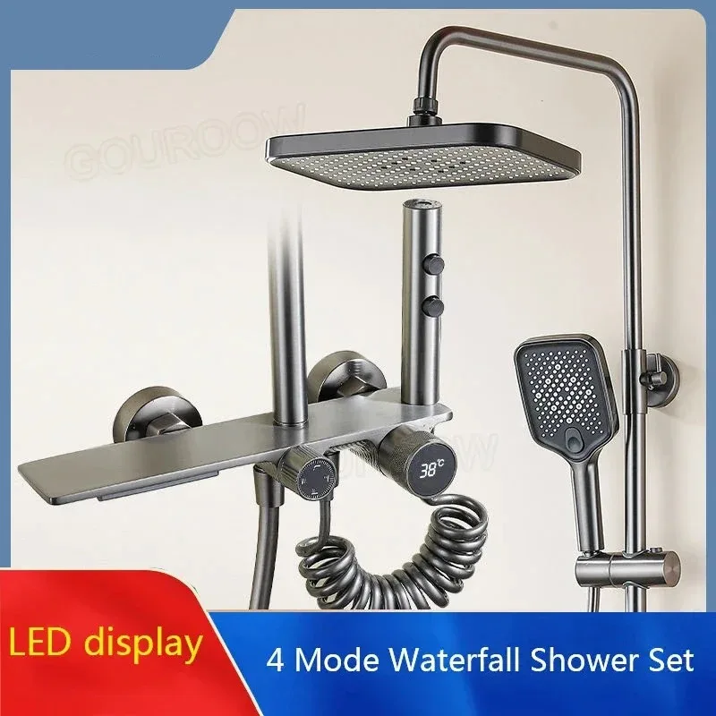 Waterfall-Wall-Mounted-Shelf-Bathroom-Mixer-Faucet-Digital-Display ...