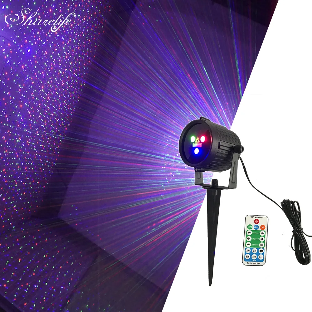 Sharelife Водонепроницаемый мини RGB Звездный наружный Ландшафтный лазерный проектор, освещение для сада, дома, двора, елки, Рождественский проектор с дистанционным управлением