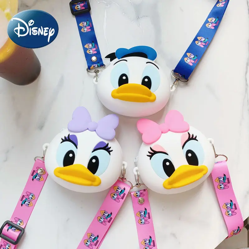 

Disney Girl Shoulder Bag Cute Cartoon Donald Duck Silicone Doll Fashion Cloth Rope Messenger Bag Girl Backpack Mobile Phone Bag