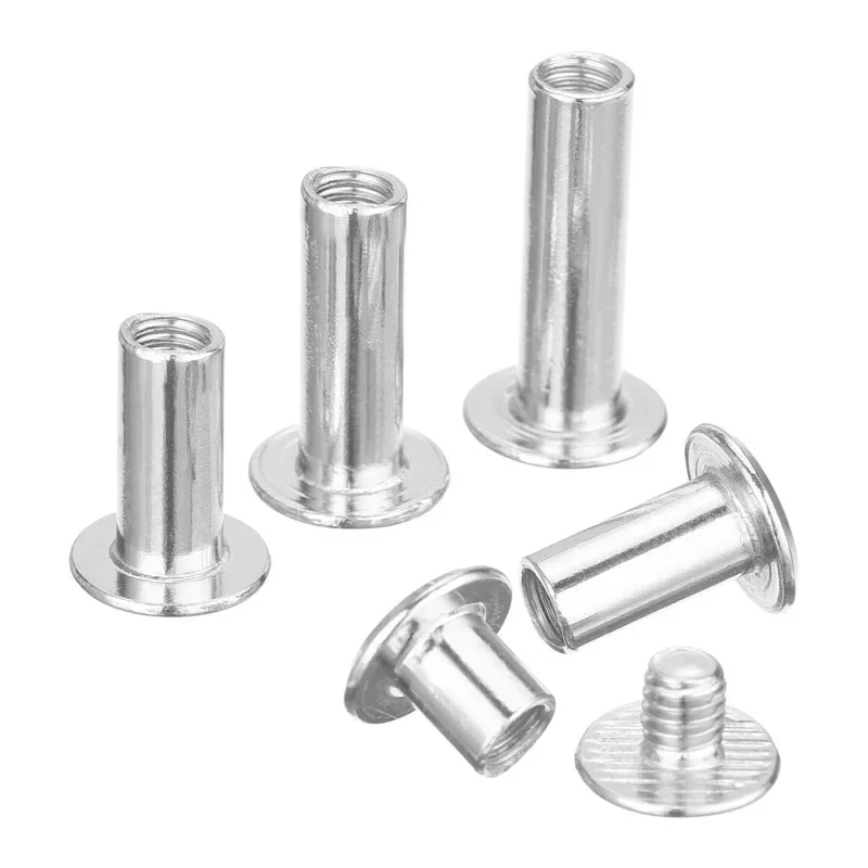 80Pcs M5 6/10/12/15/18mm Snap Rivet Bolts and Nuts Books Butt Screw Photo Album Binding Screw
