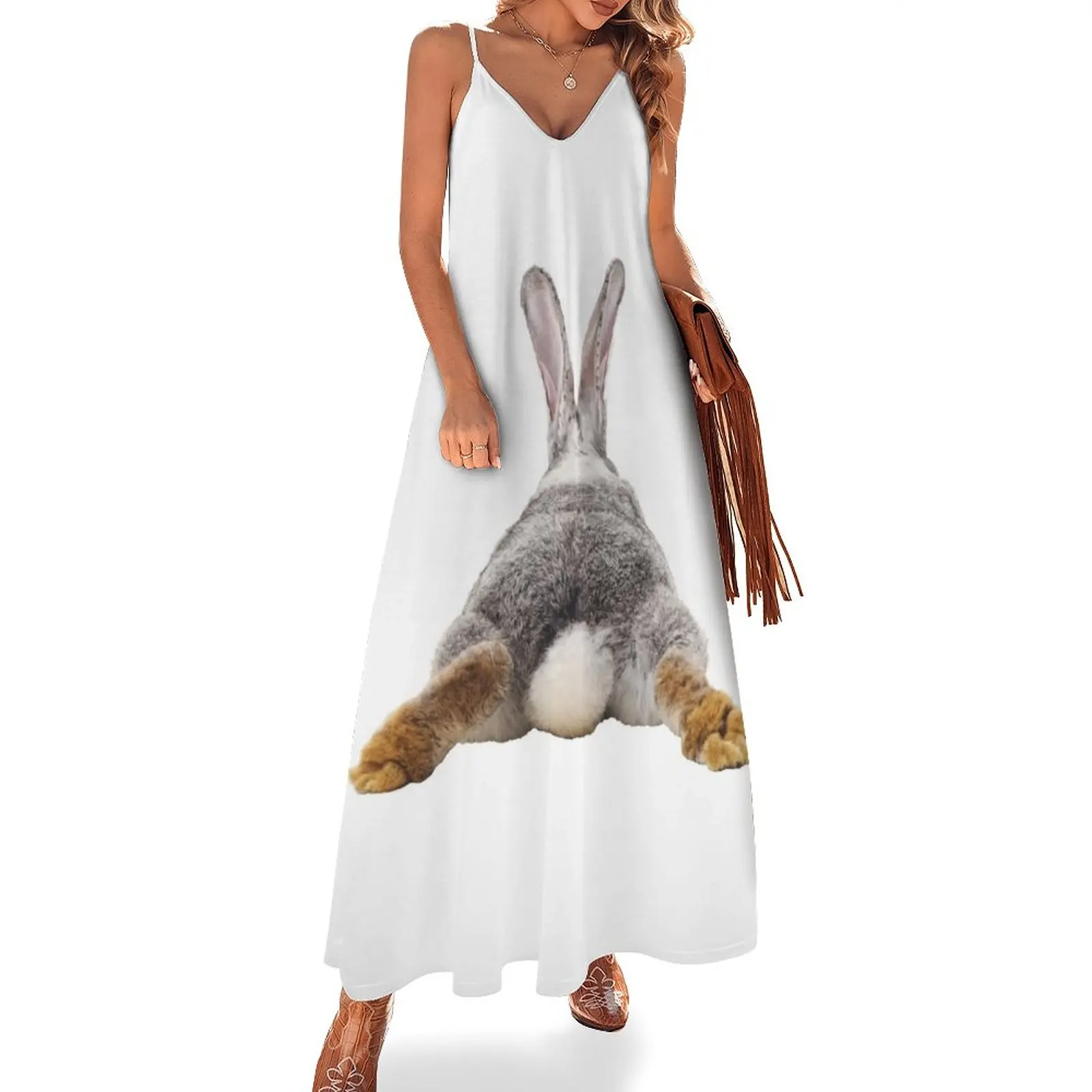 

Cute Bunny Rabbit Tail Butt Image Picture Sleeveless Dress evening dress woman Woman's evening dress