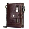 KAVIS RFID Genuine Cowhide Leather Wallet With Coin Pocket For Men Money Card Holder Purse Short Casual Zipper Bifold 1