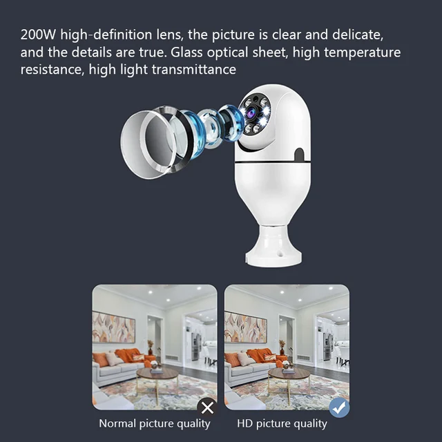 5G Wifi E27 Bulb Surveillance Camera Night Vision 6