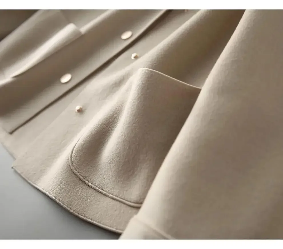 Image of Elegant Fashionable Double-sided Woolen Short Jacket For Women Loose-fit Versatile Top Spring Autumn New Arrival