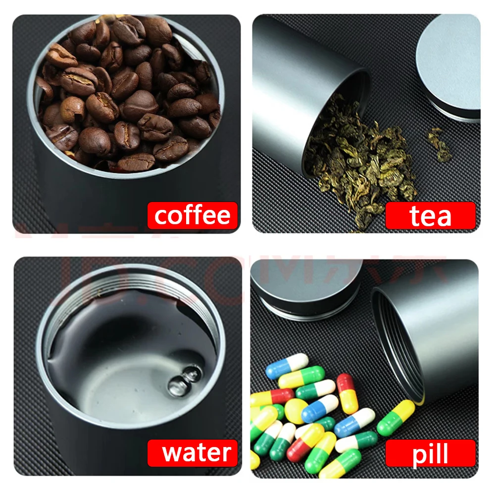 Liten kapacitet Förtjockning Aluminiumlegering Tätning Förvaringsflaska Bärbar Te Kaffebönor Förvaringstank Lufttät behållare Mat KIT_voghion.com