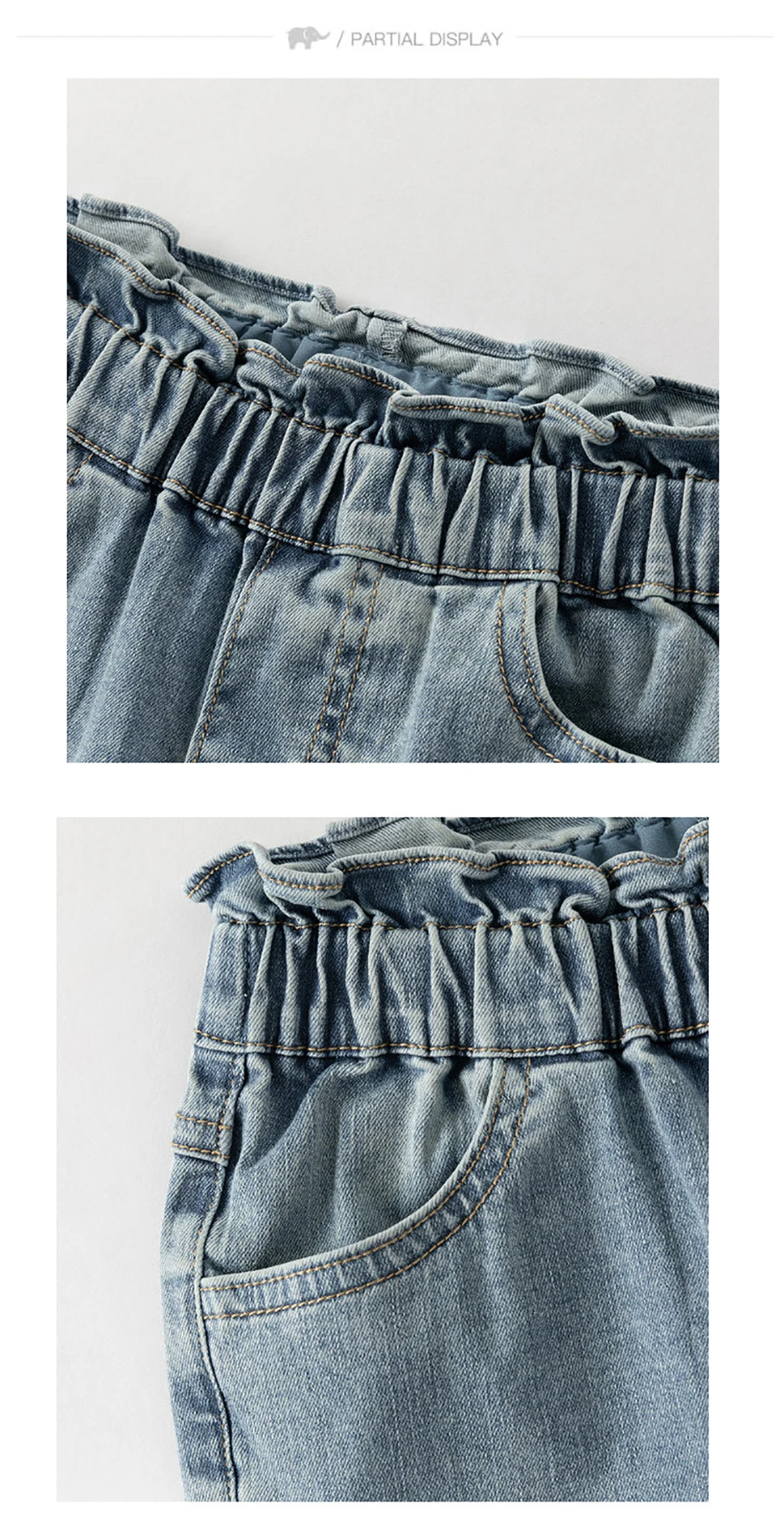 ديف بيلا الربيع الفتاة التطريز السراويل موضة عادية مرونة الخصر Bootcut الجينز بنطلون أطفال مضيئة حفلة رسمية DK1260340