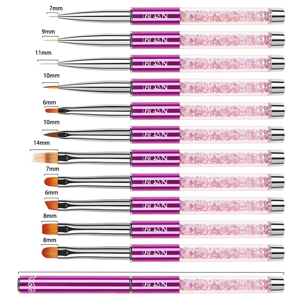 10Style Purple Nail Brush Set  Nail Art Line Painting Brushes Crystal Acrylic Thin Liner Drawing Pen Manicure Tools UV Gel