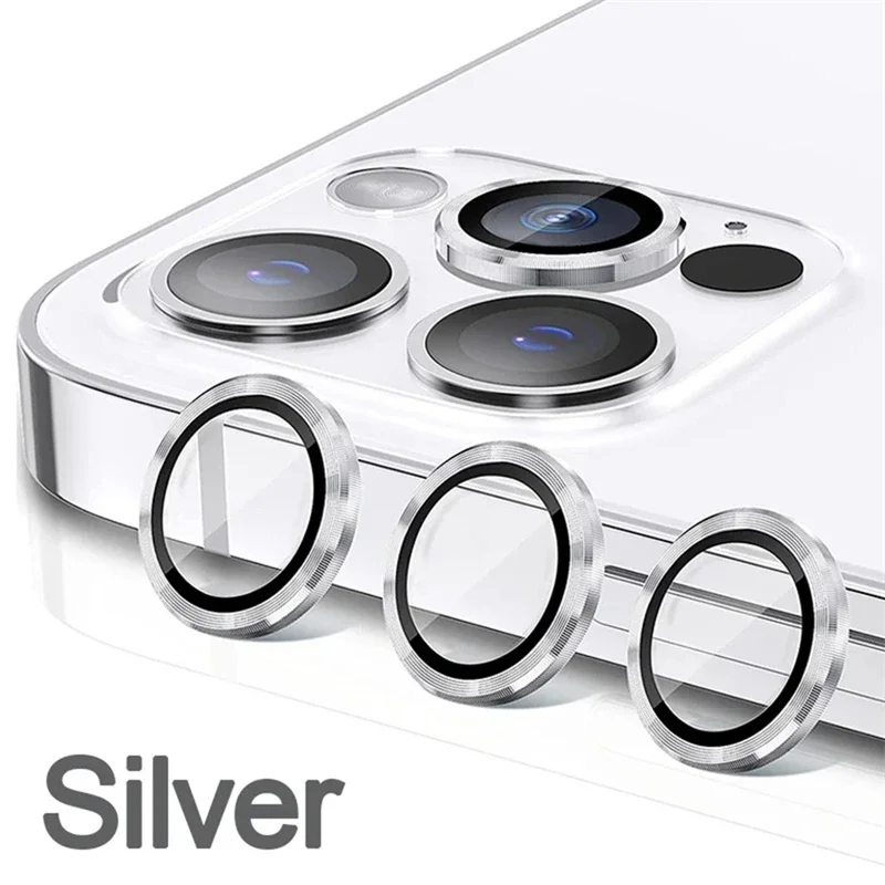 thumbnail image 1 of Protecteur d'objectif de caméra, 3 à 2 pièces, pour iPhone 12 13 14 15 Pro Max 13, Mini anneau métallique, protecteur d'objectif de caméra en verre pour iPhone 14 Pro Max, 1 of 5