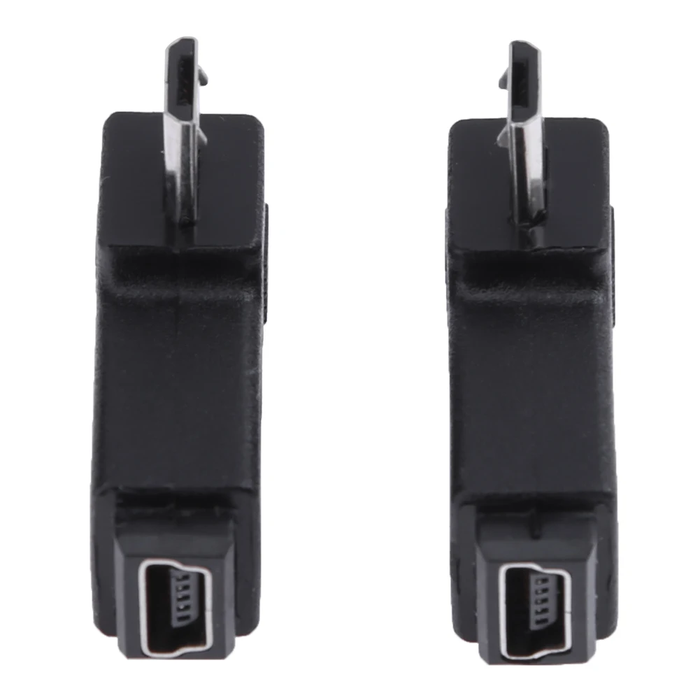새로운 프로모션 2개입 90도 미니 USB 암-마이크로 USB 수 어댑터 커넥터 휴대용 좌우 USB 어댑터 세트 블랙