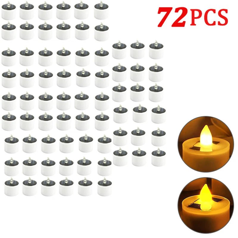 Set of 10 Waterproof Solar-Powered Flameless LED Tea Light Candles for Outdoor and Home Décor