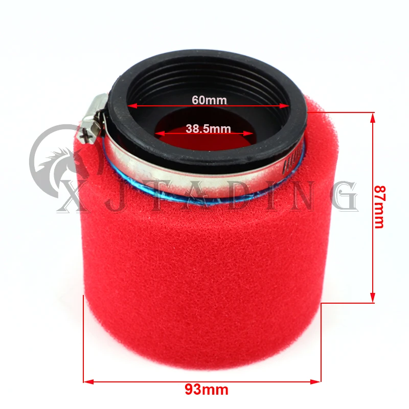 Motorcycle Black/Red Straight Foam Air Filter 60mm Sponge Cleaner