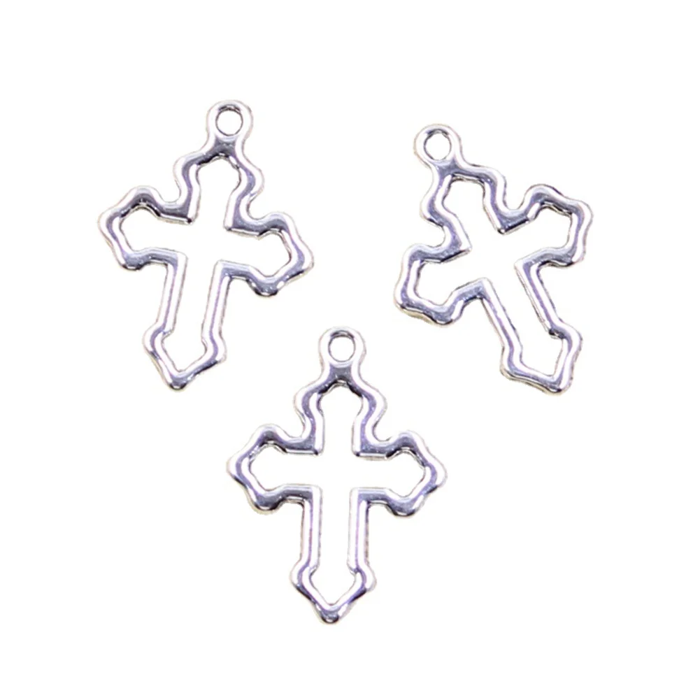 30 stücke Charms Hohl Kreuz 21x15mm Antike Silber Farbe Anhänger, Die DIY Handgemachten Tibetischen Finding Schmuck