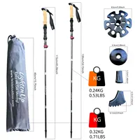 Expandable Carbon Fibre Outdoor Trekking Poles EVA Cork Quick Adjustable Locks Walking Sticks Ultralight Poles for Men Women 2
