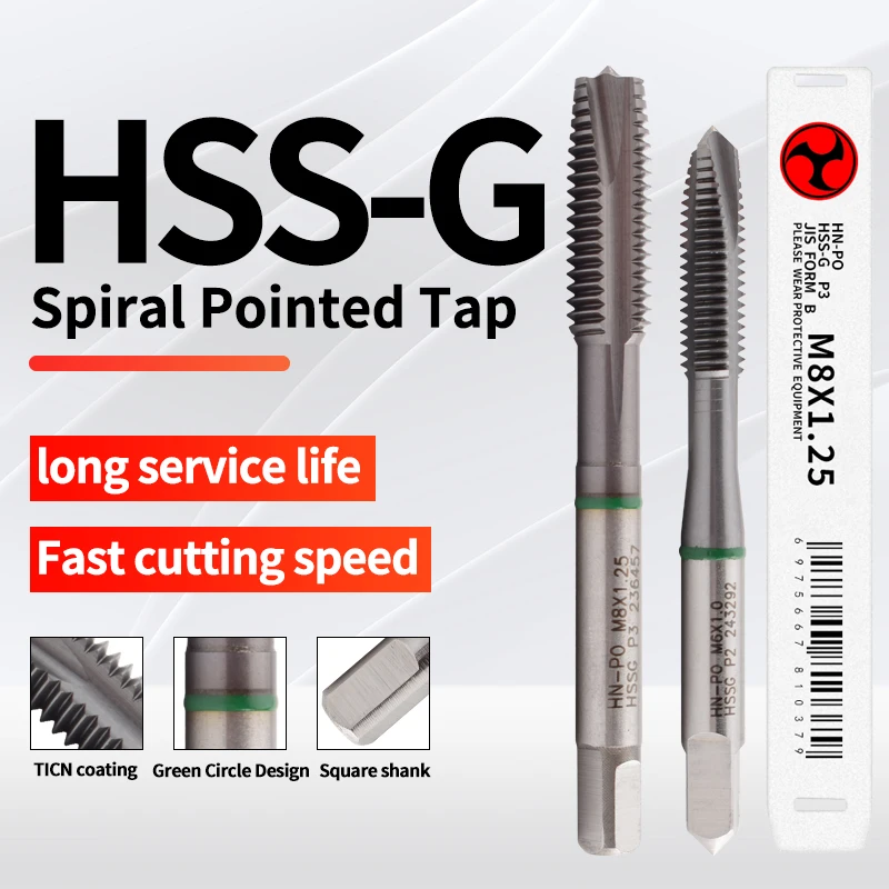 HSS-G JIS Standard Spiral Pointed Tap M2 M2.5 M3 M4 M5 M6 M7 M8 M10 M12 Machine Screw Thread Taps Fo