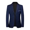 Blazer Fashion Men Business Casual Solid Color British Style Wedding Gentleman Slim Professional Formal Suit Blazer 1