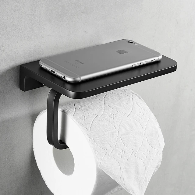 Toilet Paper Holder Cell Phone Shelf  Toilet Paper Holder Shelf Black - Toilet  Paper - Aliexpress