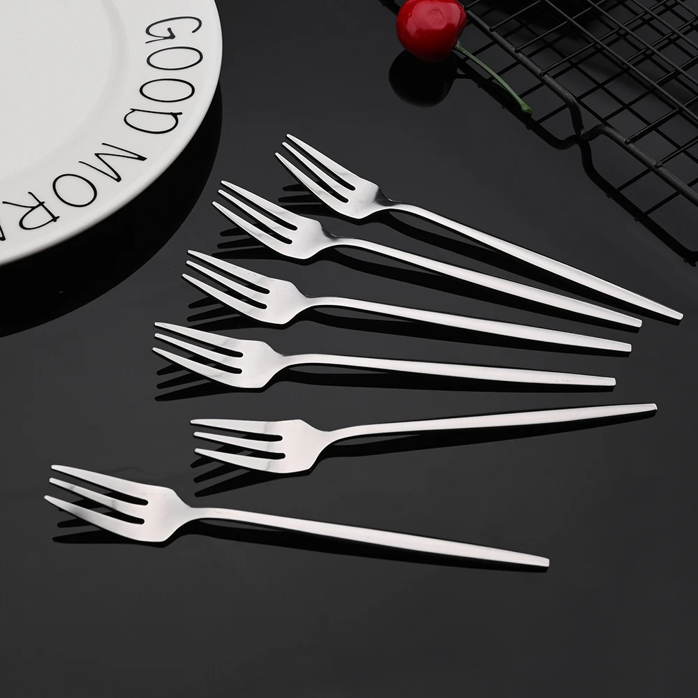 Picnic Cutlery Set Western Style Cutlery Set Camping Cutlery Set Stainless Steel Cutlery Set Cutlery Set Wooden Cutlery Set Ceramic Dinnerware Set 6Pcs Silver Fruit Cake Dinnerware Set Mirror Stainless Steel Tea Fork Set Snack Fork Small Salad Cutlery Kitchen Utensils