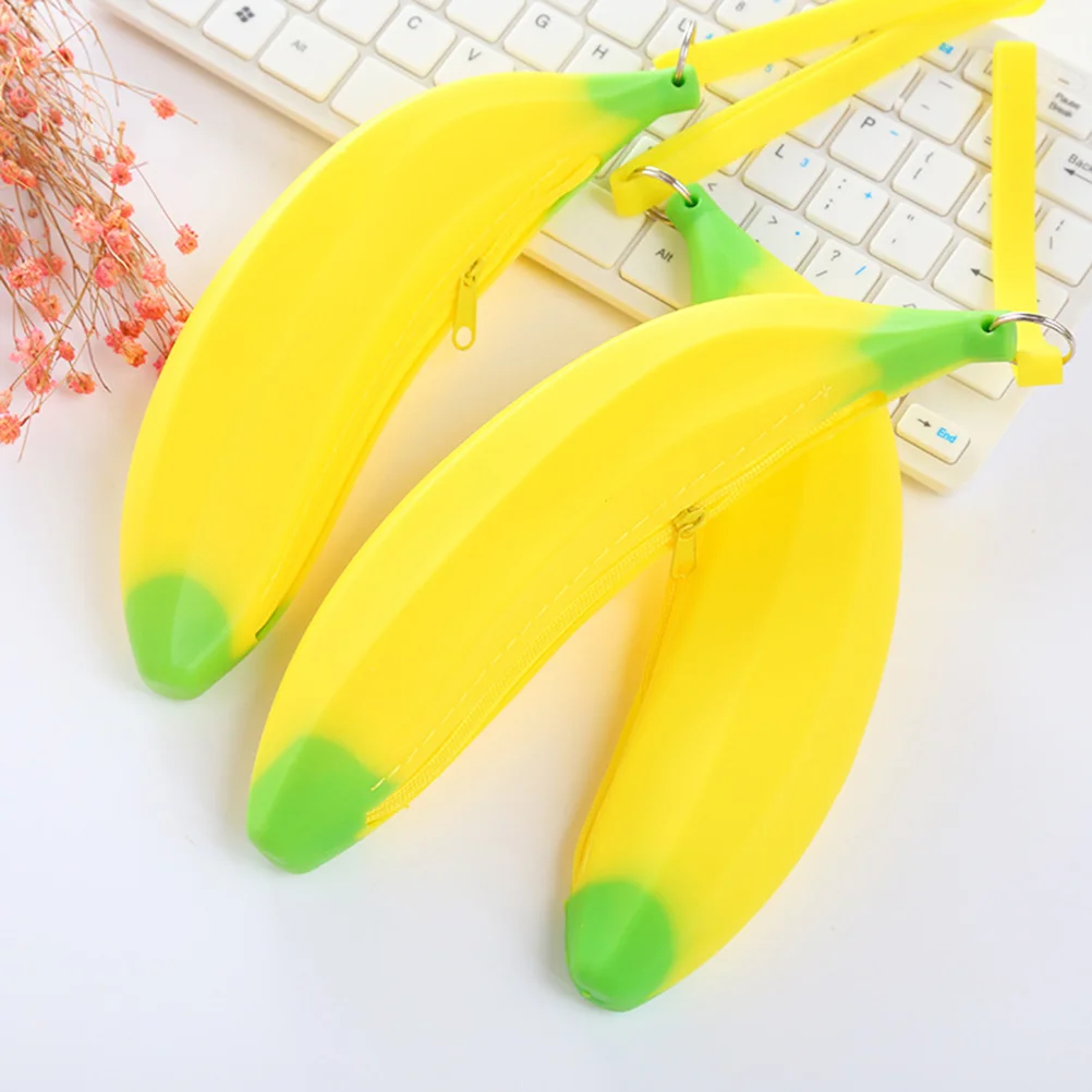 실리콘 바나나 연필 케이스, 문구류 보관 파우치 펜 가방, 여아 및 남아용 학교 사무용품, 1PC