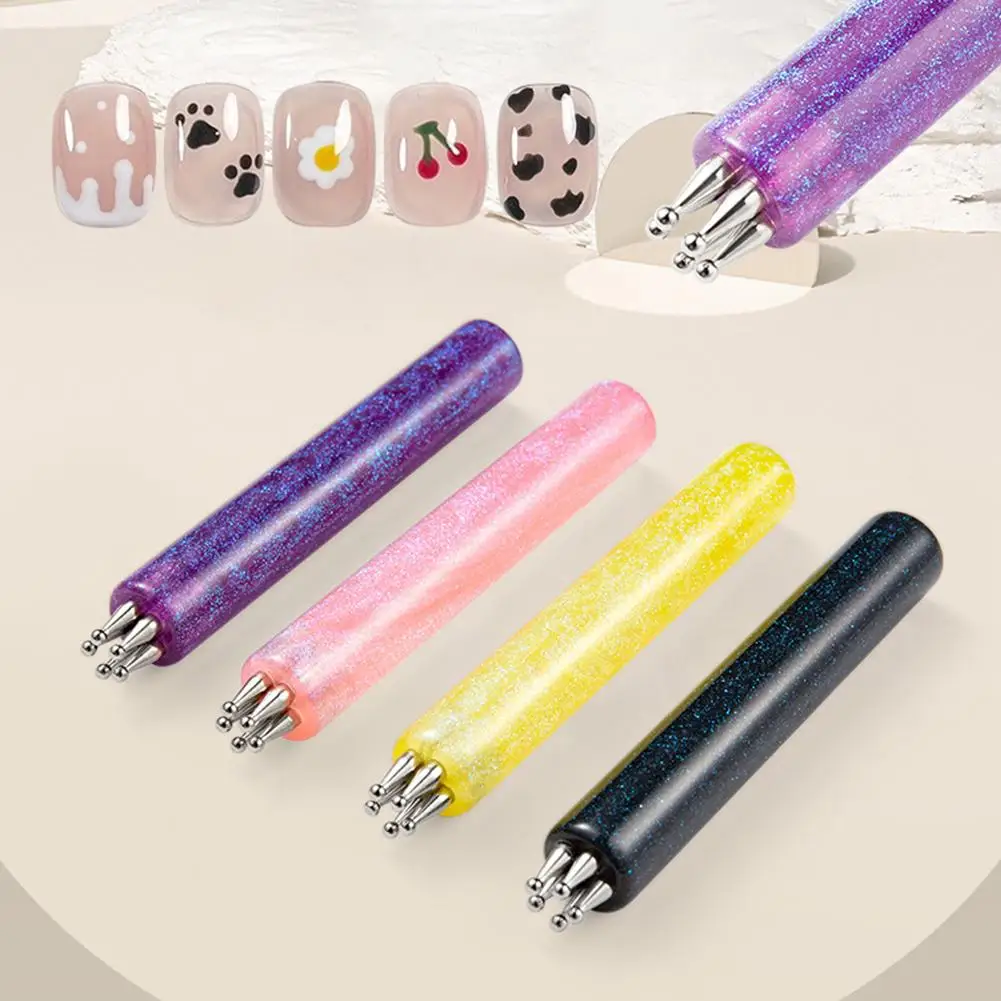 DIY 네일아트 5잎 꽃무늬 도트 도구 플라워 크리에이터 1.8mm 미세 팁 라인스톤 픽커 글리터 핸들 매니큐어 네일 도구 브러쉬