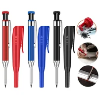 2.8mm Metal Solid Carpenter Mechanical Pencil Set with Pencil Sharpener and Cap For Woodworking Deep Hole Marker Pencil 2