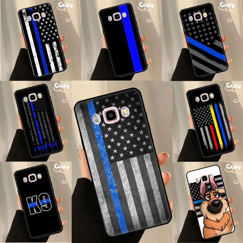 Police Thin Blue Line Flag Case For Samsung Galaxy J4 J6 Plus J8 A6 A7 A8 A9 2018 A3 A5 J1 J3 J5 J7 2016 2017 Cover